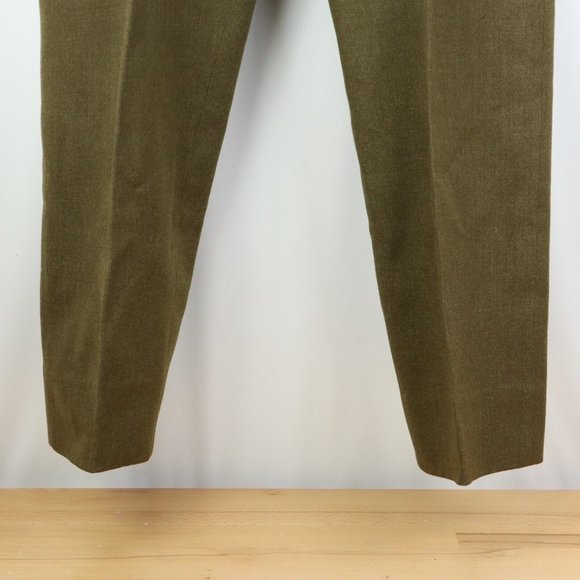 Vintage 50s Korean War Mens 31x33 1950 Wool Field Trousers 18oz Serge Green USA - Picture 6 of 14